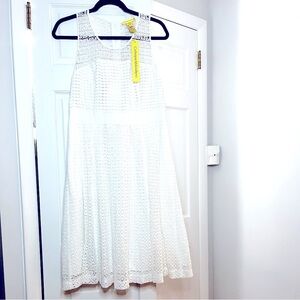 Catherine Malandrino White Cotton Lace Midi Dress